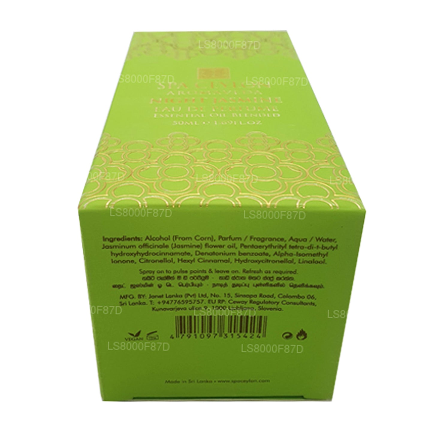 Spa Ceylon Night Jasmine Eau De Perfume etherische olie gemengd (50 ml)