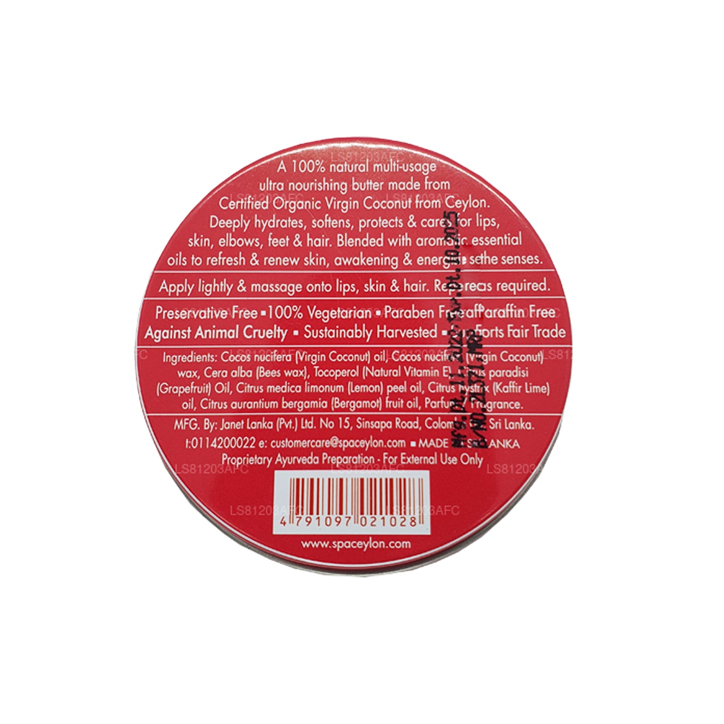 Spa Ceylon Pink Grapefruit Virgin Coconut Natuurlijke Boter (25 g)