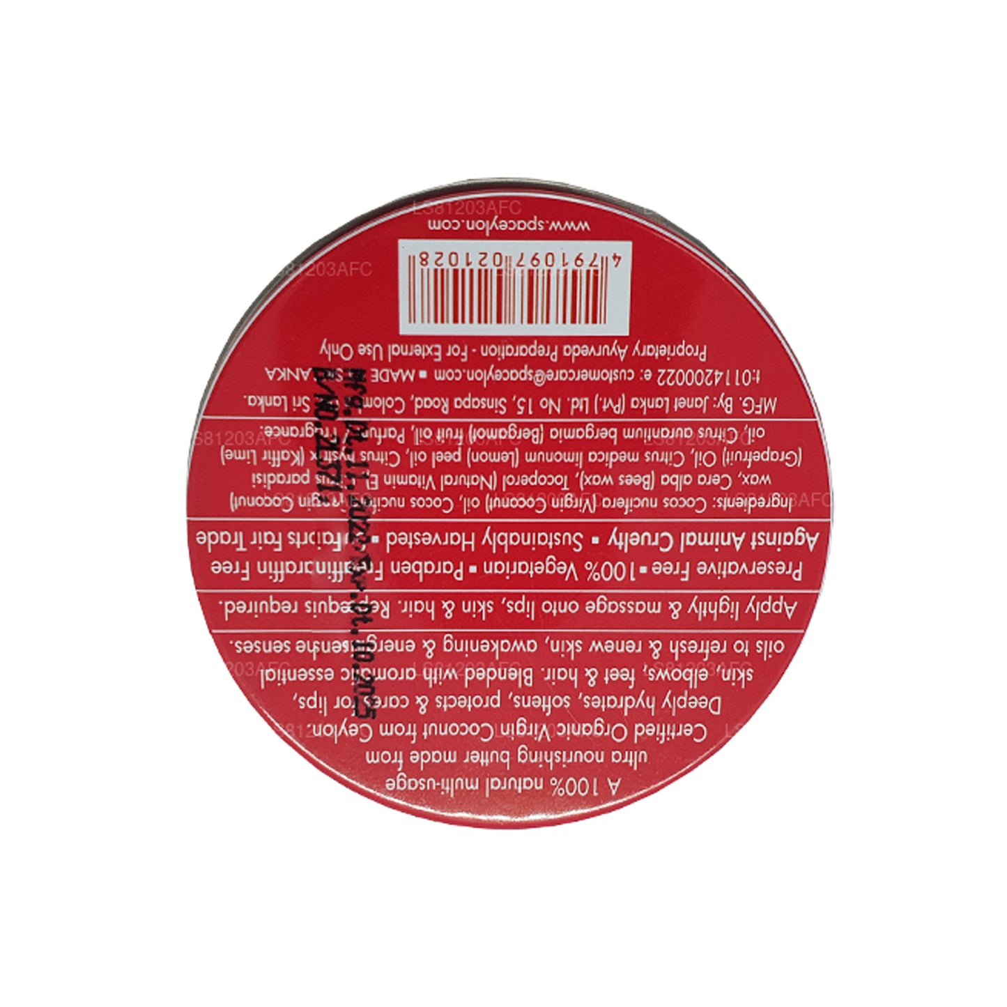 Spa Ceylon Pink Grapefruit Virgin Coconut Natuurlijke Boter (25 g)