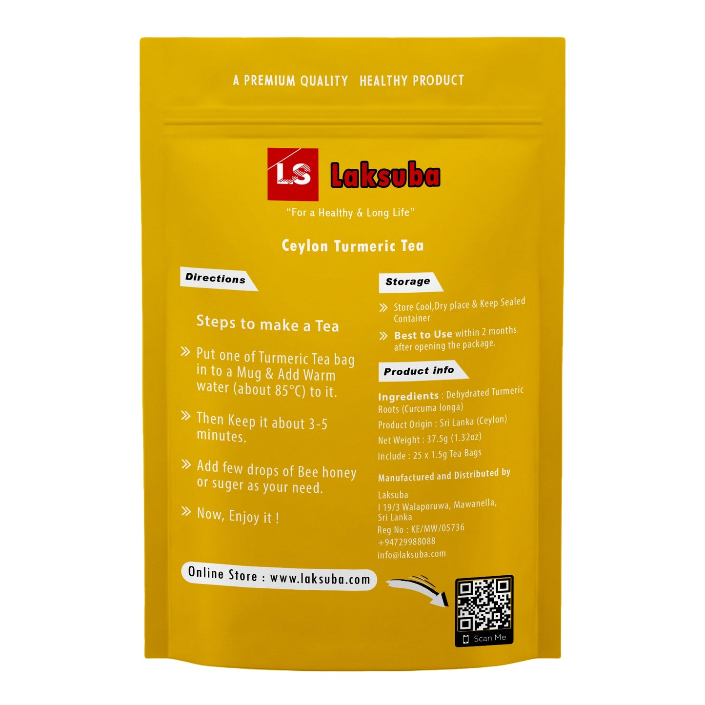Laksuba Ceylon Kurkuma Thee (37,5 g) 25 theezakjes