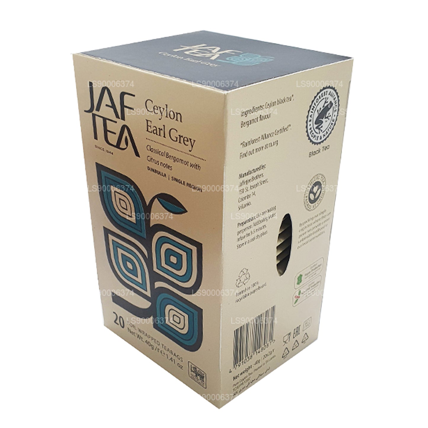 Jaf Tea Ceylon Earl Grey (40 g) 20 theezakjes