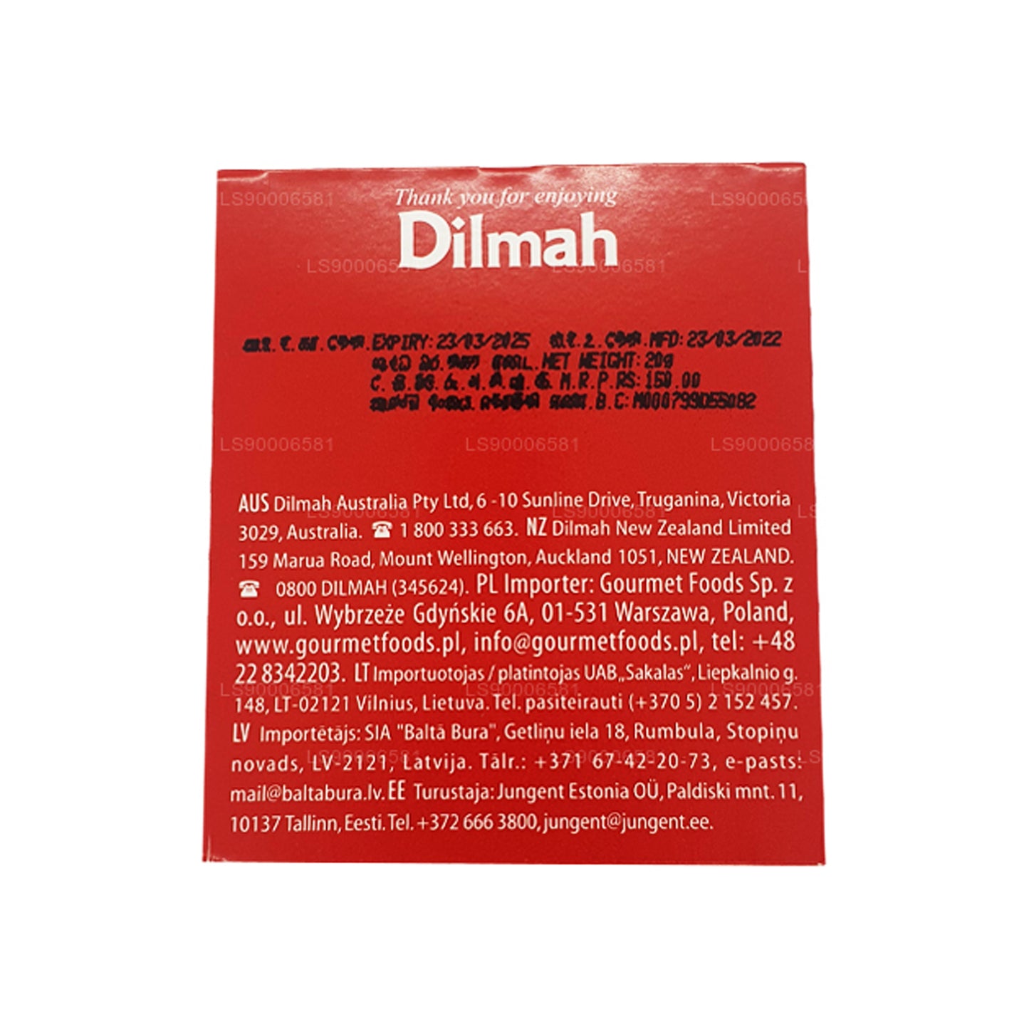 Dilmah Engelse ontbijtthee (20 g) 10 individueel in folie verpakte theezakjes