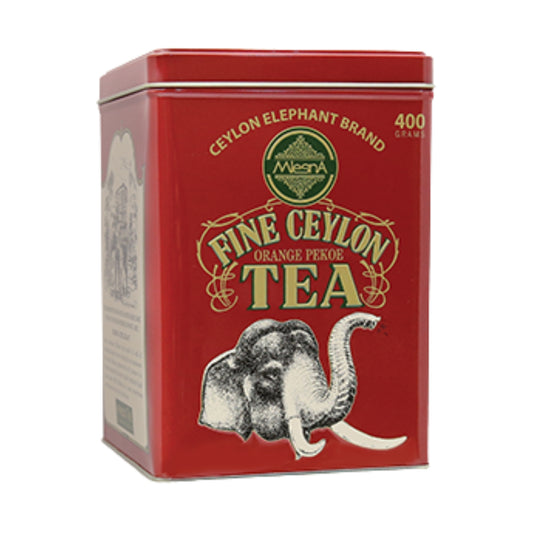 Mlesna Fijne Ceylon (O.P) Thee Ceylon Elephant Merk Metalen Blik (400g)