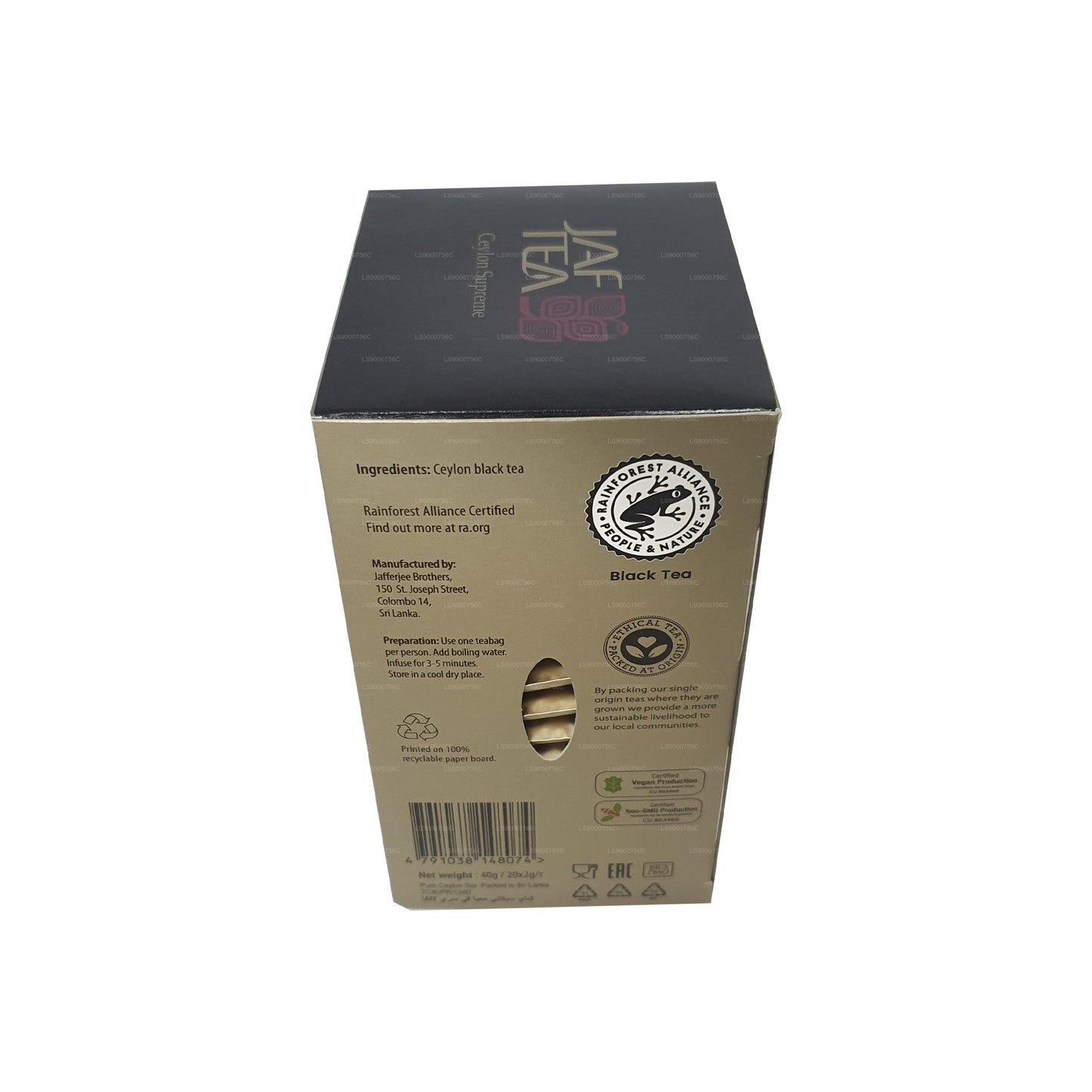 Jaf Tea Classic Gold Collection Ceylon Supreme theezakje met folie-envelop (40 g)