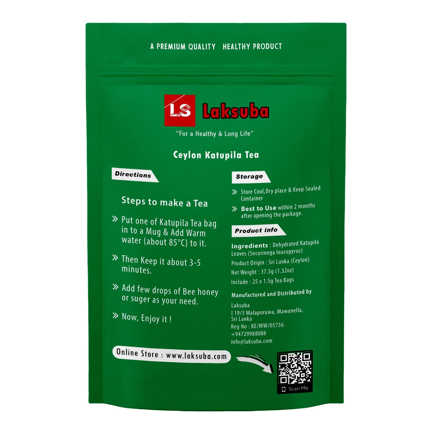 Laksuba Ceylon Katupila Thee (37,5 g) 25 theezakjes