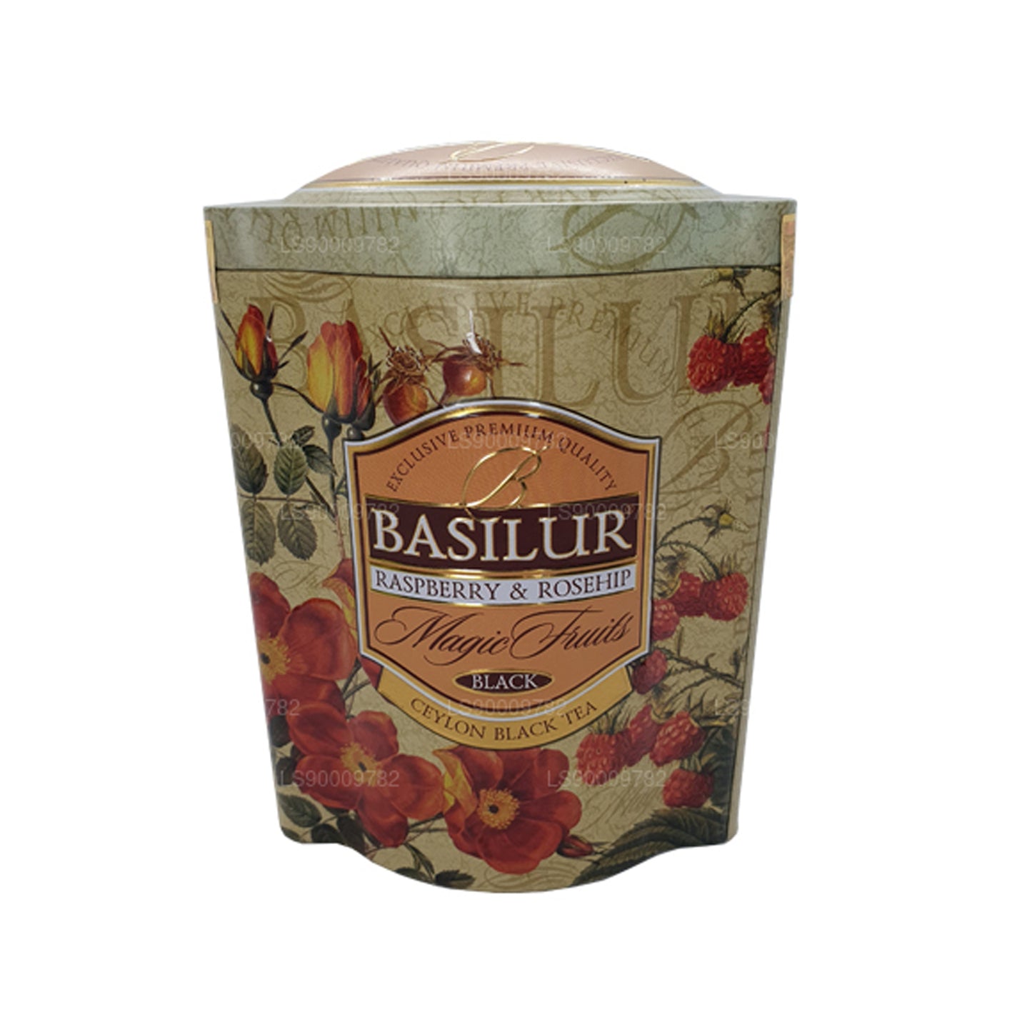 Basilur Magic Fruits Framboos- en rozenbottel (100 g) blikje Caddy
