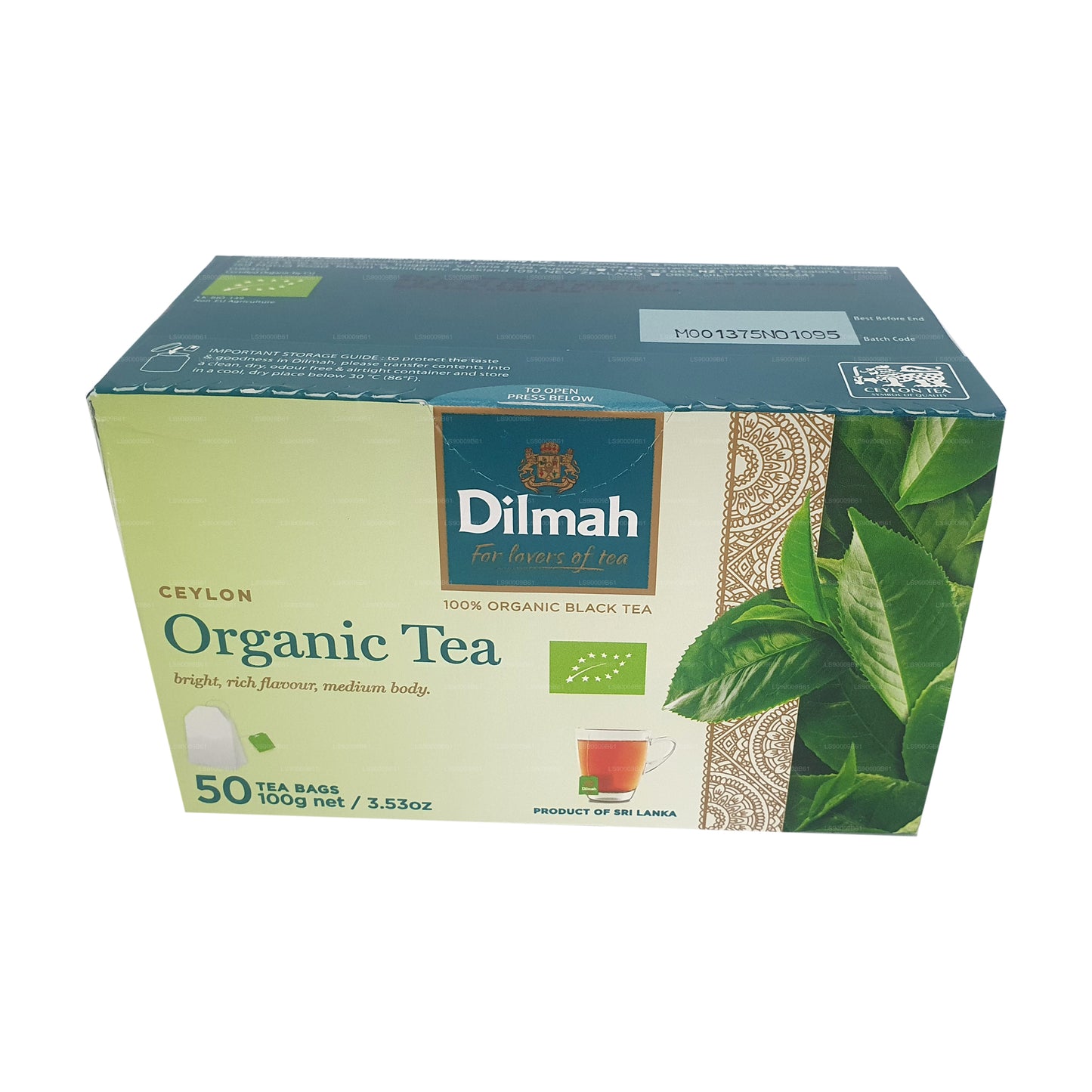 Dilmah biologische thee (100 g) 50 theezakjes