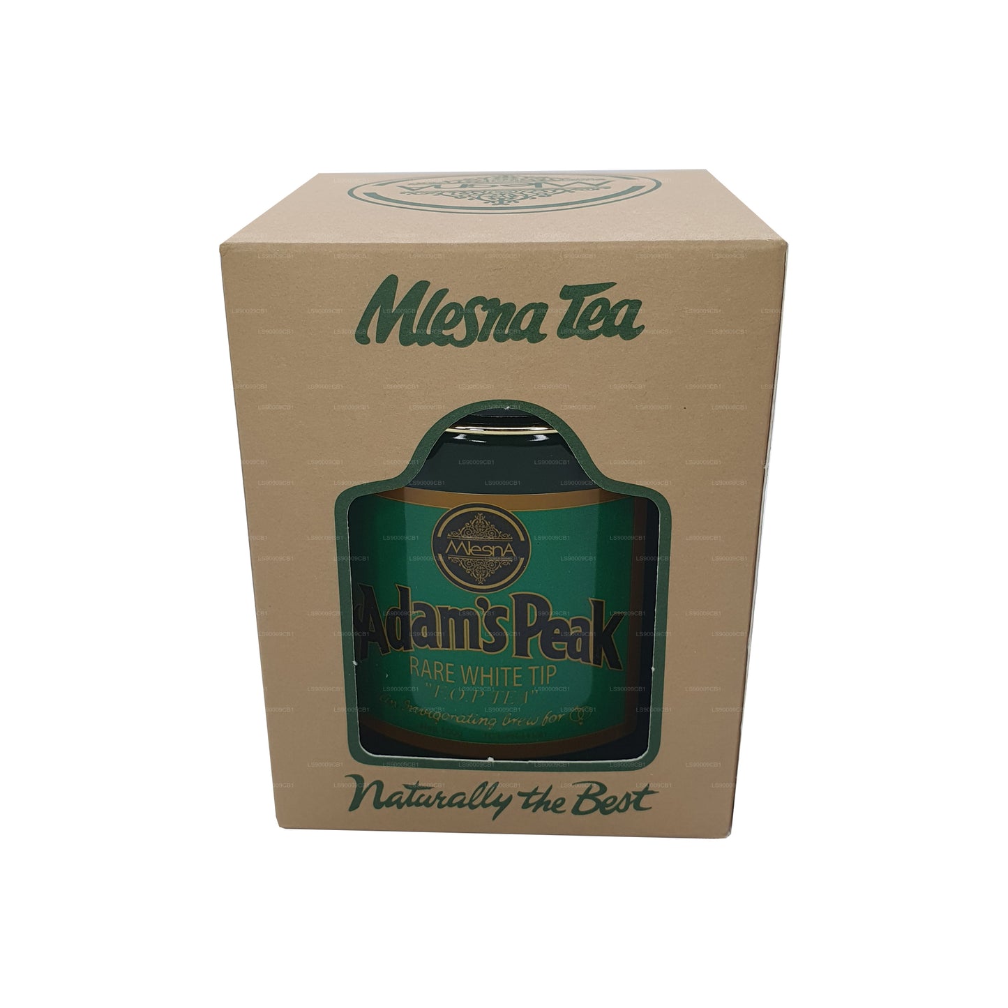 Mlesna Tea Adam's Peak zeldzame FOP-bladthee met witte punt in metalen caddy (100 g)