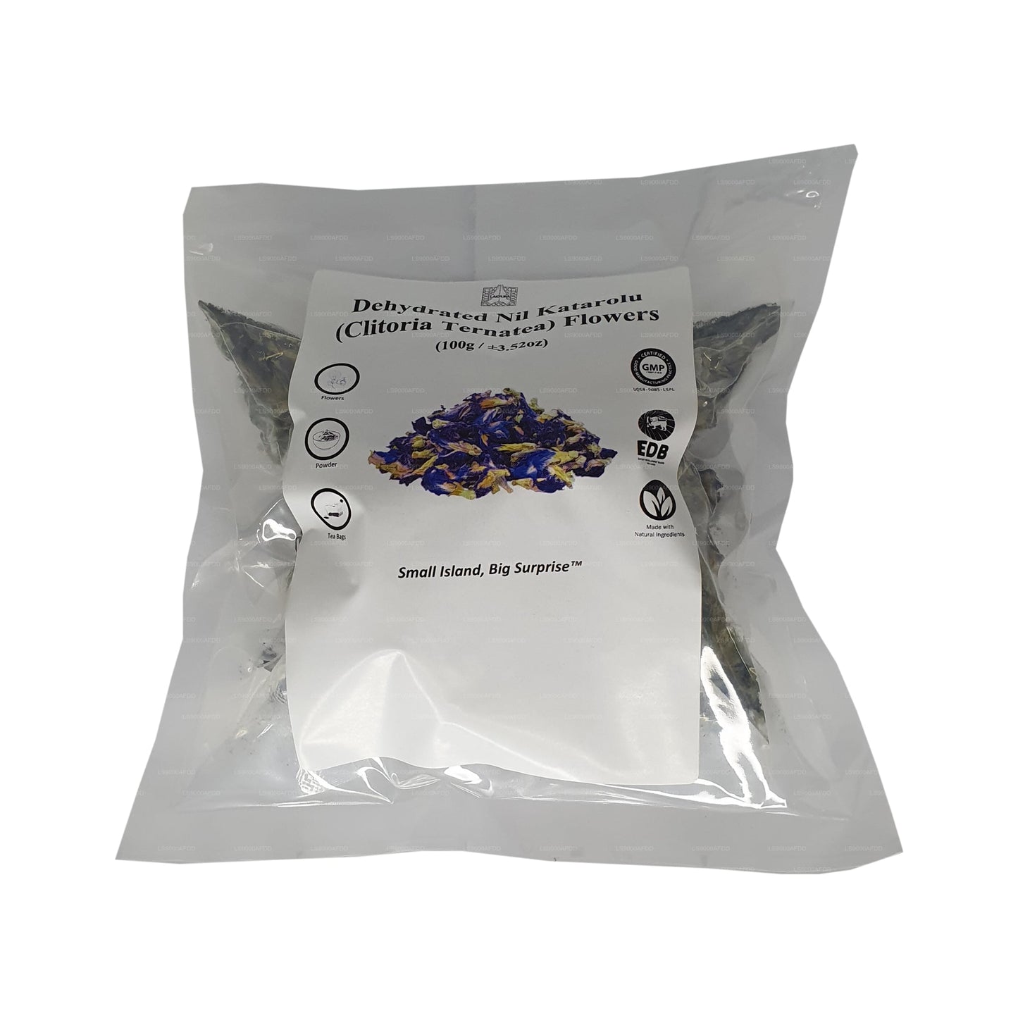 Gedroogde vlindererwtenbloemen van Lakpura® (Nil Katarolu; Clitoria Ternatea).