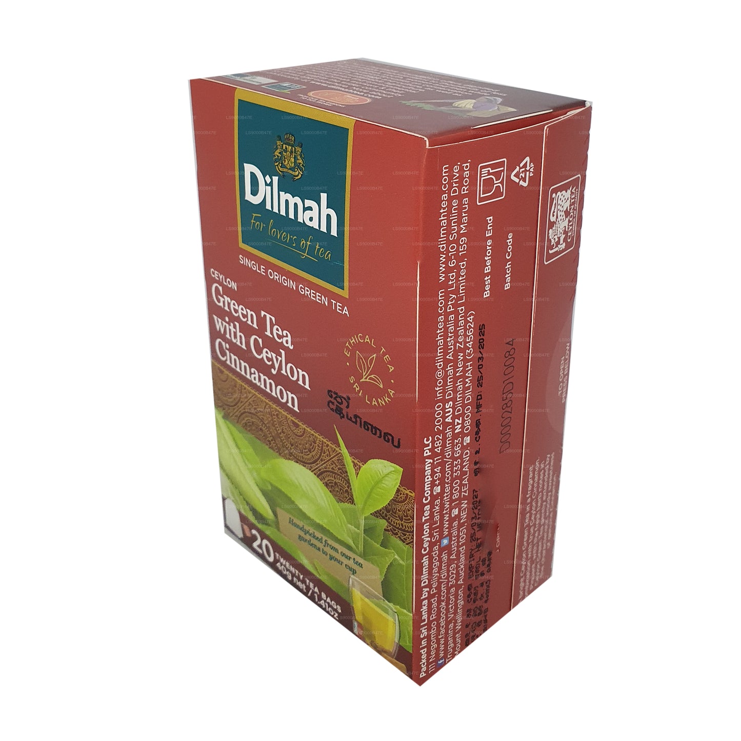 Dilmah Ceylon groene thee met Ceylon-kaneel (40 g) 20 theezakjes