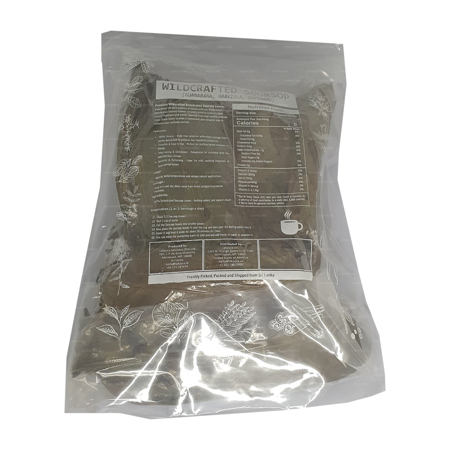Lakpura® Wildcrafted Soursop (Guanabana, Graviola, Guyabano) Gedroogde Bladeren Heel