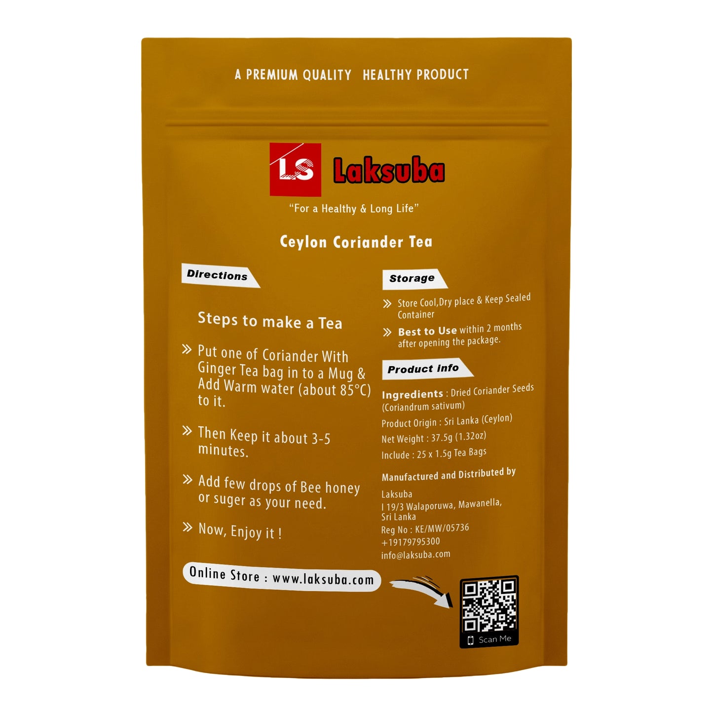 Laksuba Ceylon Korianderthee (37,5 g) 25 theezakjes