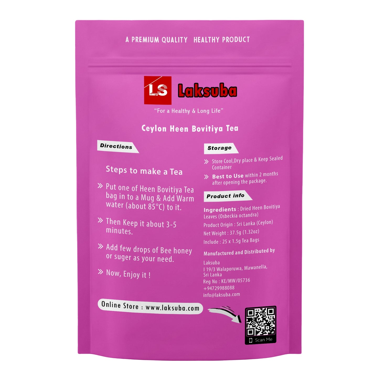 Laksuba Ceylon Heen Bovitiya Thee (37,5 g) 25 theezakjes
