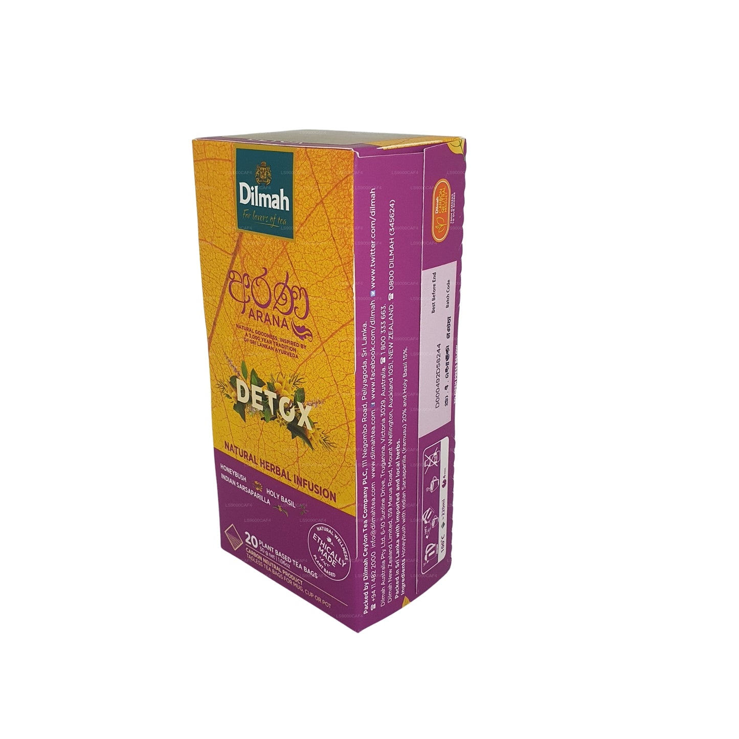 Dilmah Arana Detox natuurlijke kruideninfusie (20 theezakjes zonder etiket)