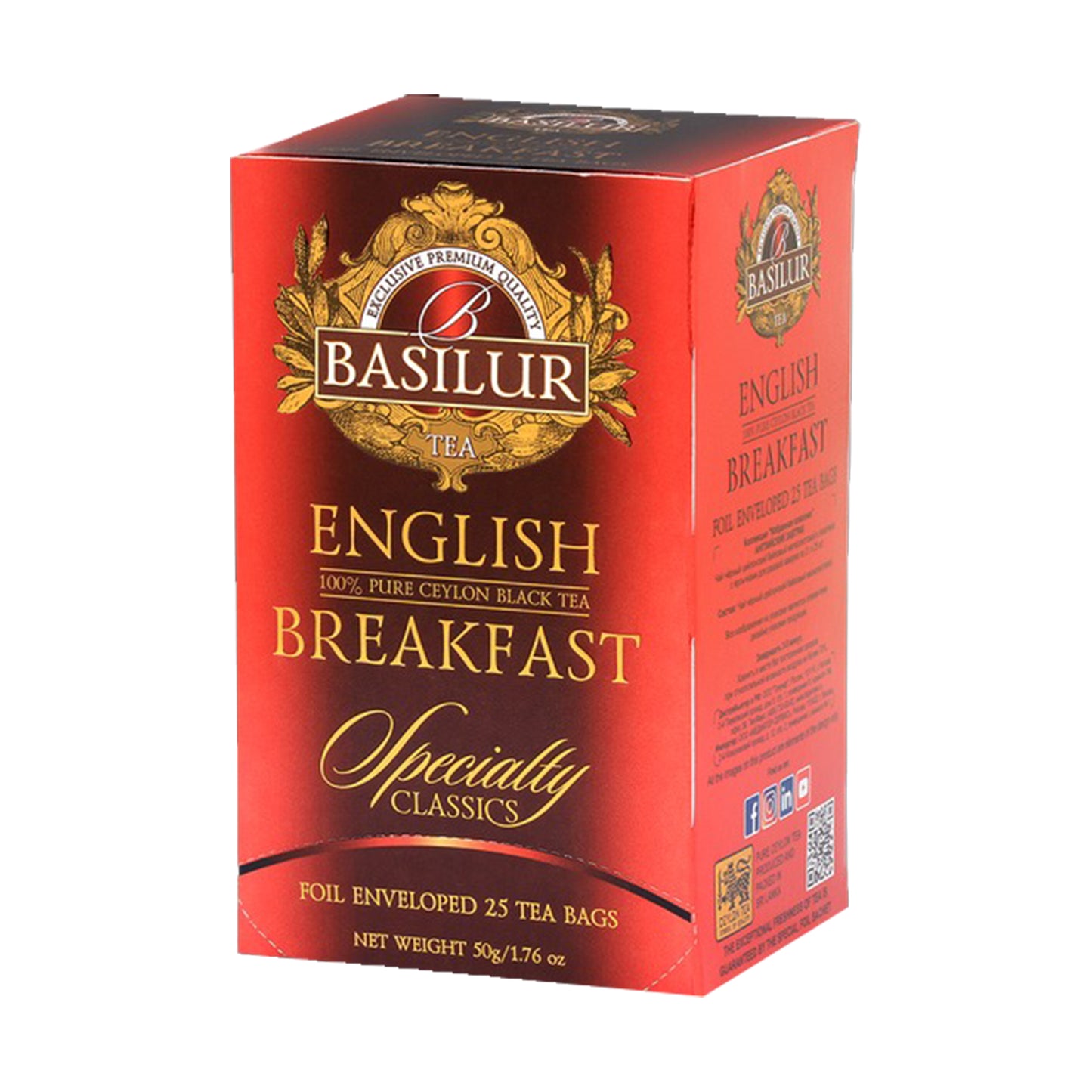 Basilur English Breakfast Pure Ceylon zwarte thee (200 g) 100 theezakjes