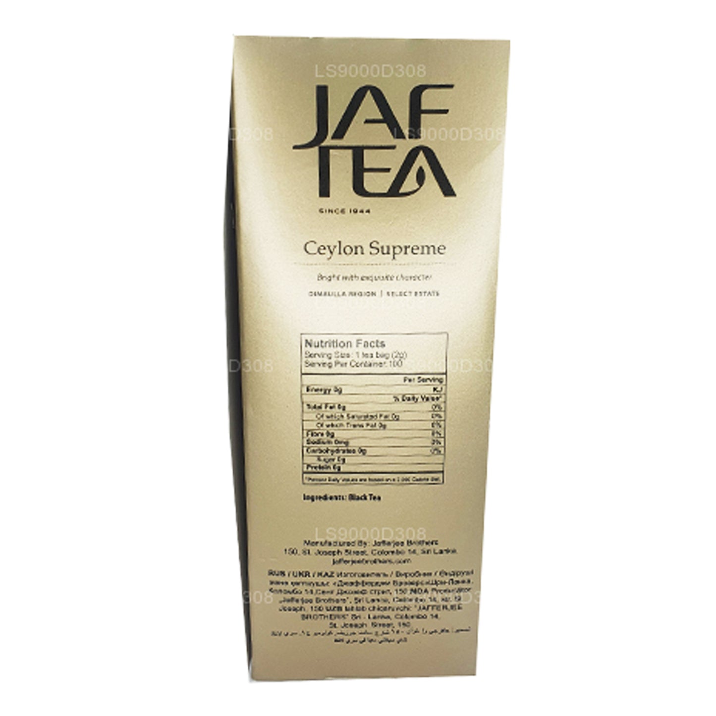 Jaf Tea Classic Gold Collection Ceylon Supreme 100 theezakjes met touwtje en label (200 g)
