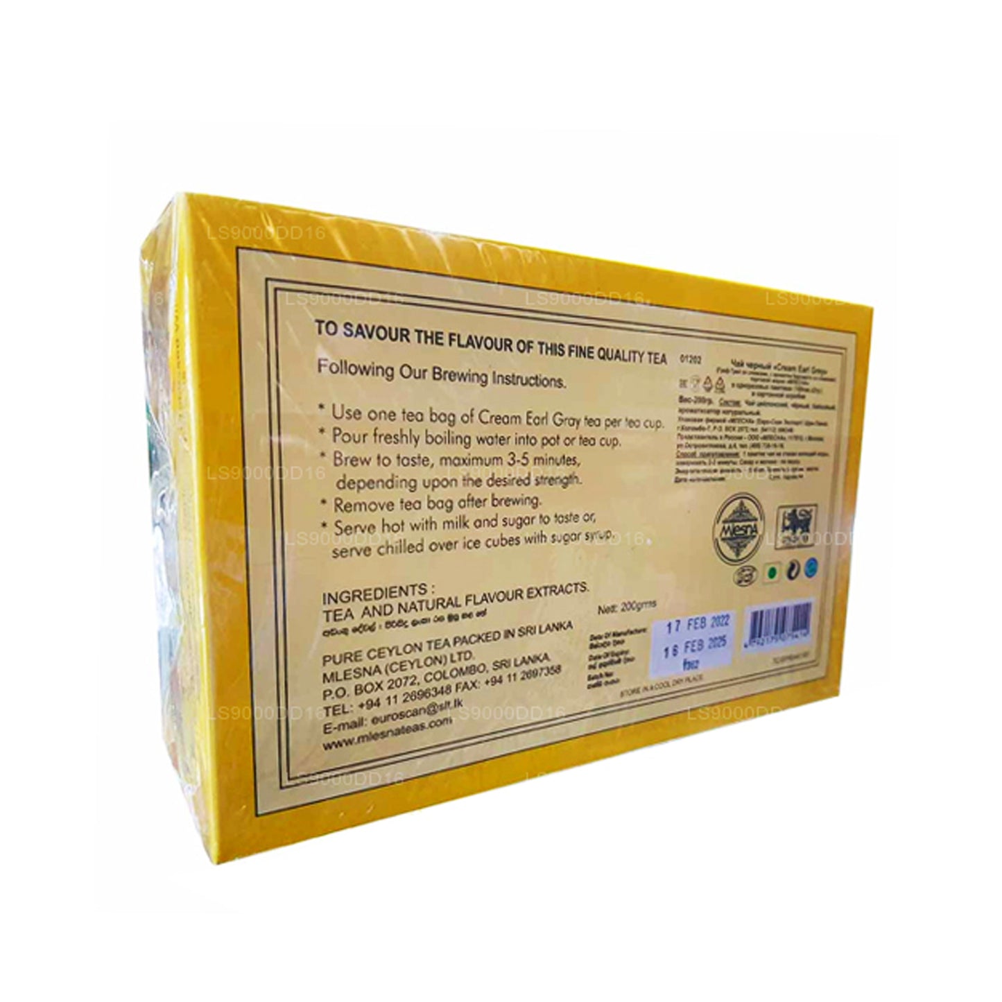 Mlesna Cream Earl Grey Thee (200 g) 100 theezakjes