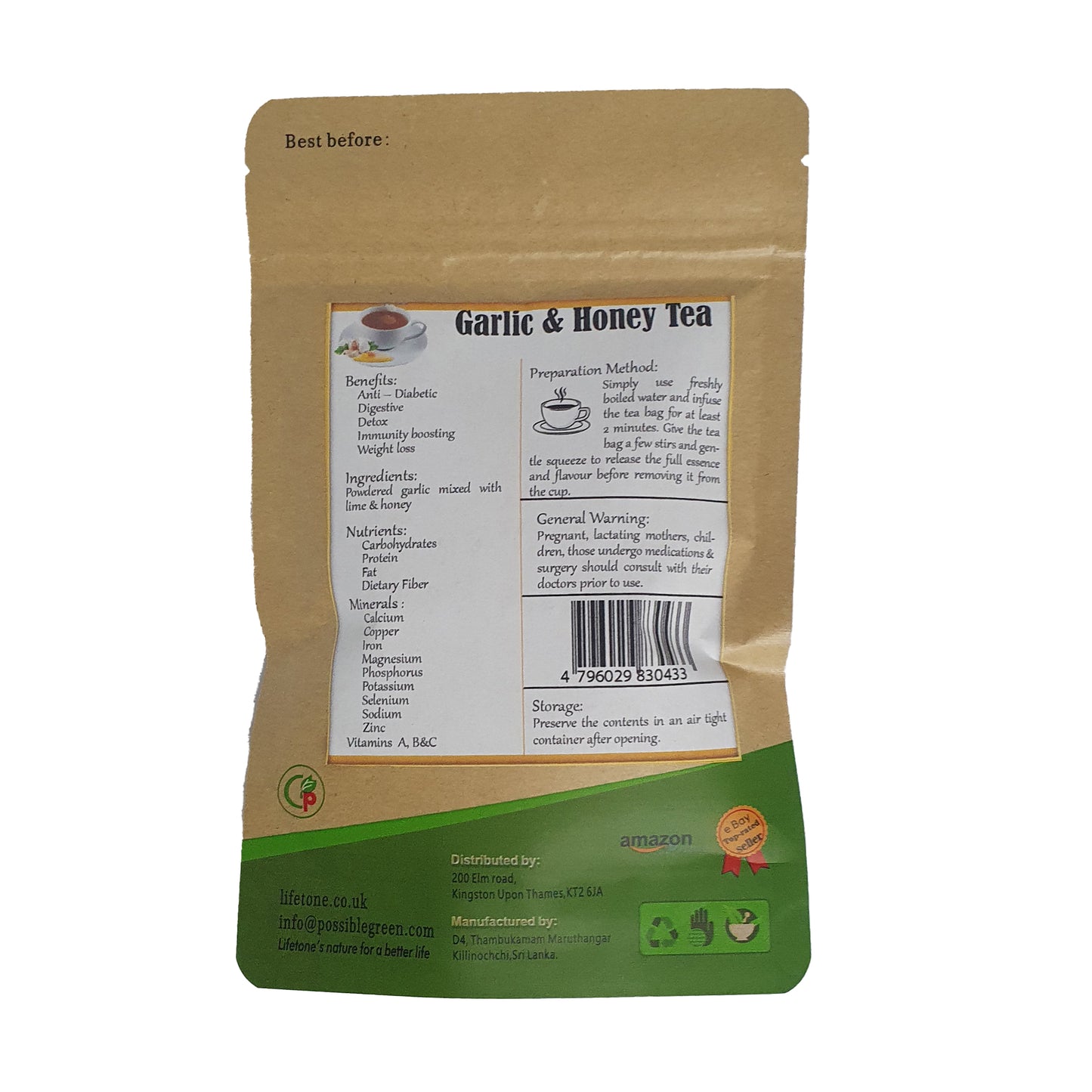 Lifetone thee met knoflook en honing (40 g)