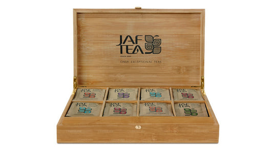 Jaf Tea Bamboo Presenter met 8 compartimenten en folie-envelop Theezakjes (160 g)