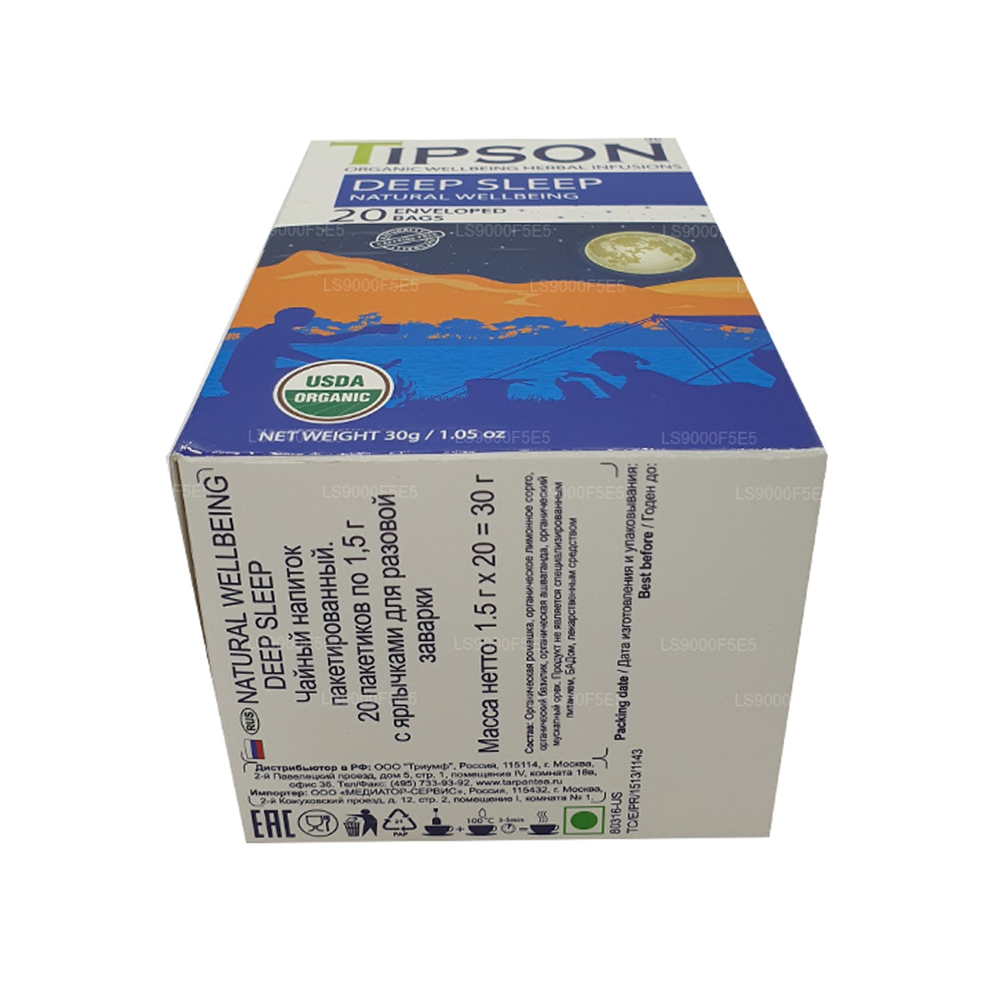 Tipson Organic Deep Sleep Natural Wellbeing (30 g) 20 theezakjes met envelop
