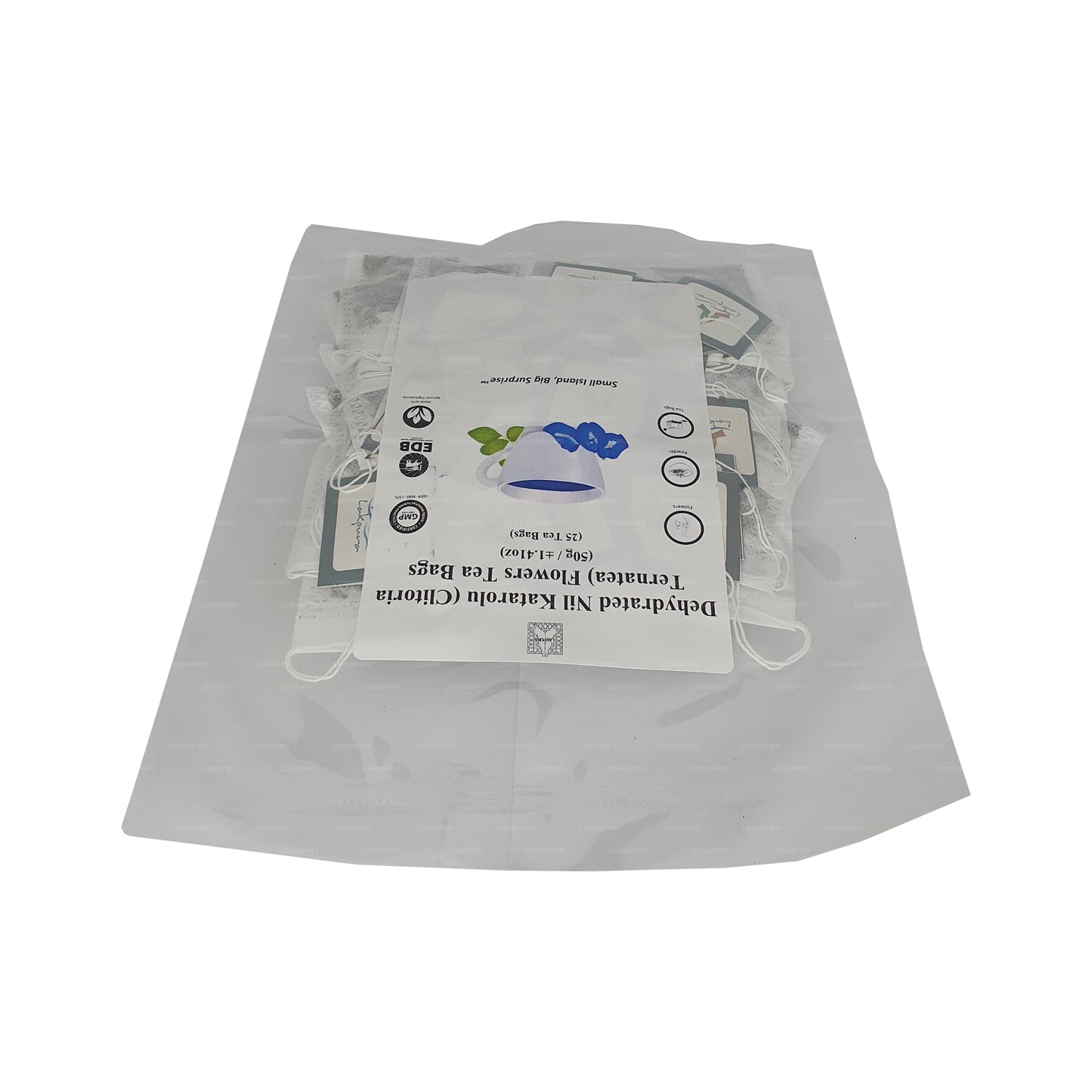 Lakpura® Gedroogde Vlindererwt (Nil Katarolu; Clitoria Ternatea) Bloemtheezakjes (25 theezakjes)