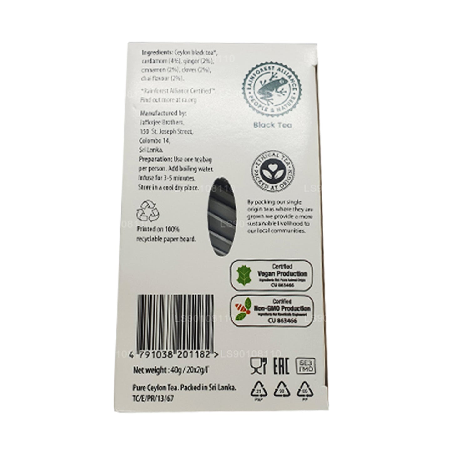 Jaf Tea Pure Spice Collection Black Tea Spiced Chai (40 g) 20 theezakjes