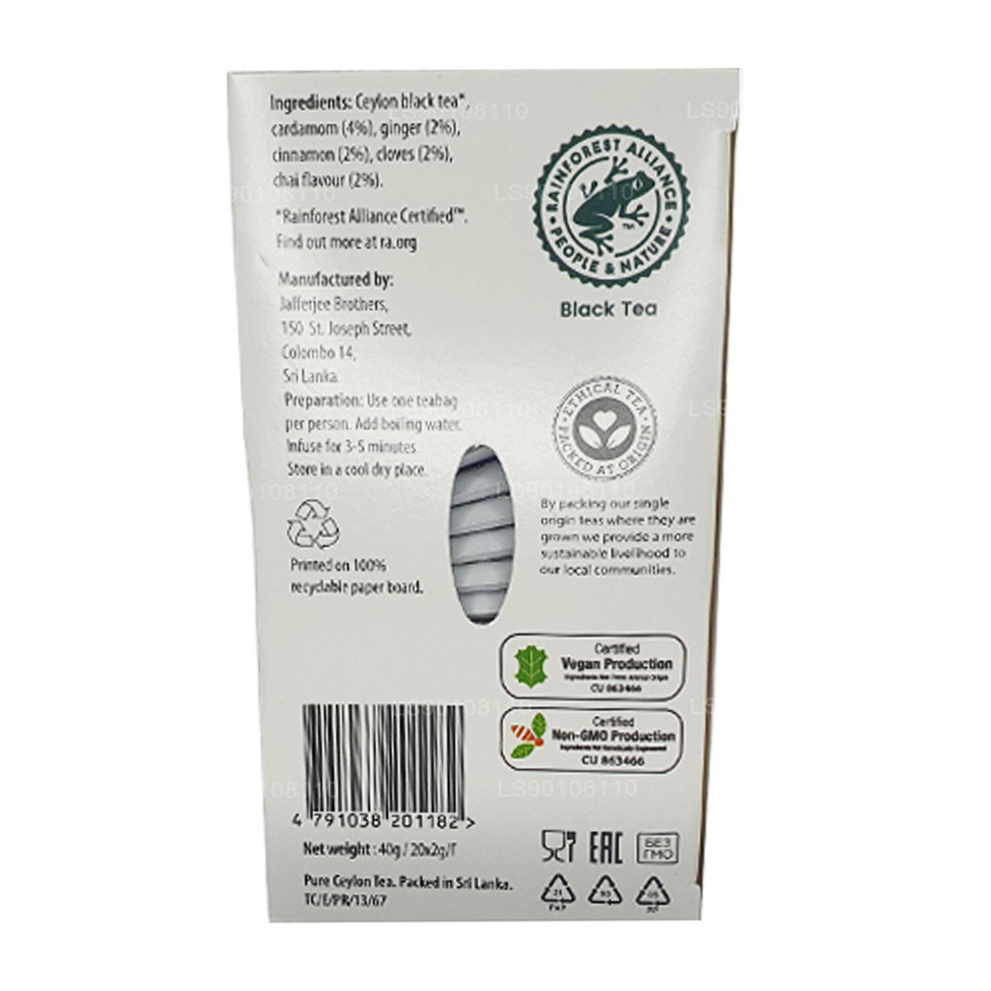 Jaf Tea Pure Spice Collection Black Tea Spiced Chai (40 g) 20 theezakjes