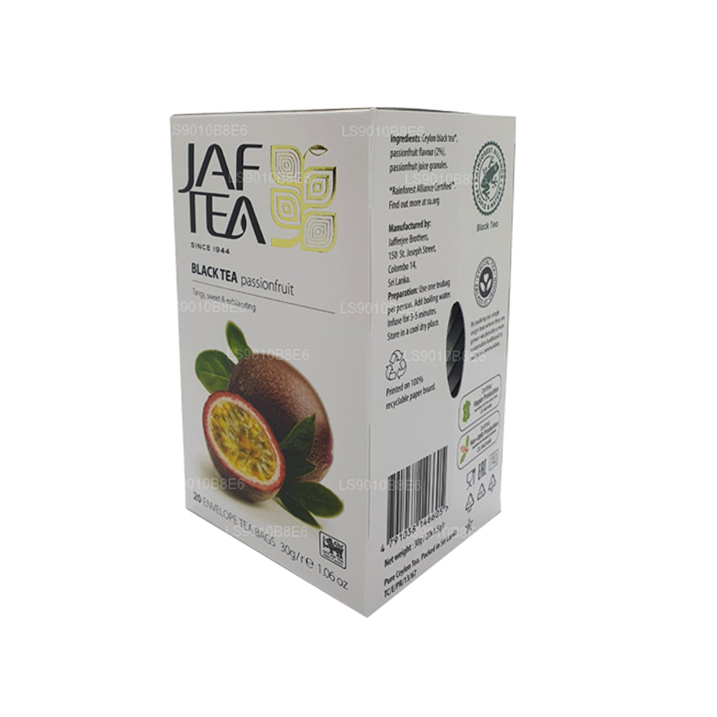 Jaf Tea Pure Fruits Collection Zwarte thee Passievruchtfolie Envelop theezakjes (30 g)