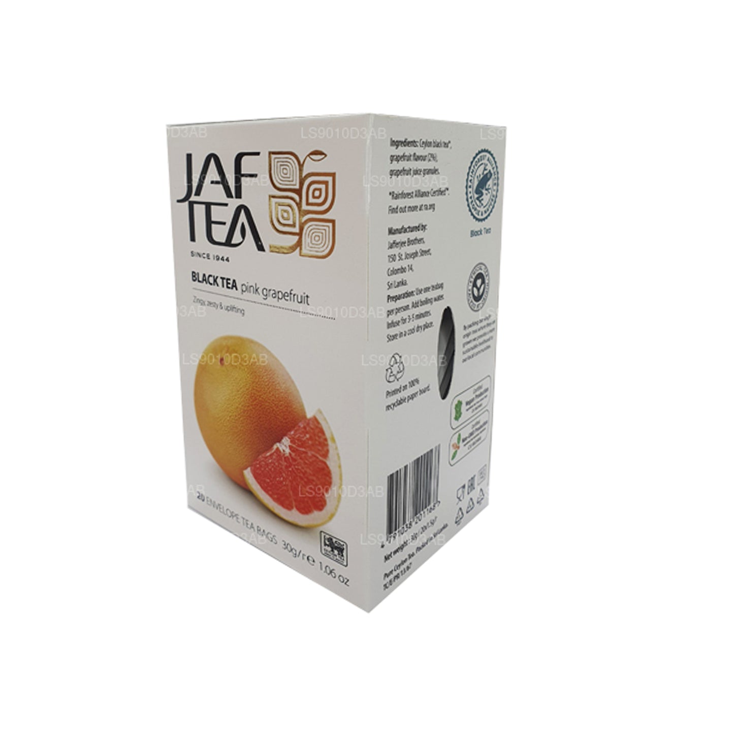 Jaf Tea Pure Fruits Collection zwarte thee, roze grapefruitfolie, envelop, theezakjes (30 g)