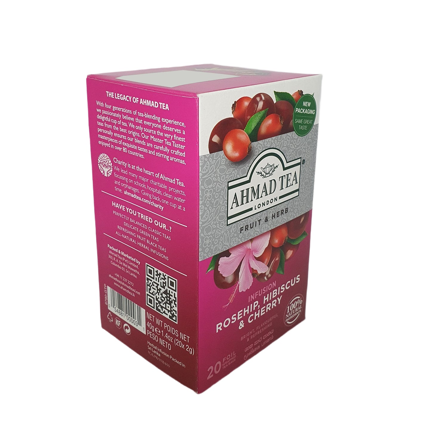 Ahmad rozenbottel, hibiscus en kers (40 g) 20 theezakjes in folie