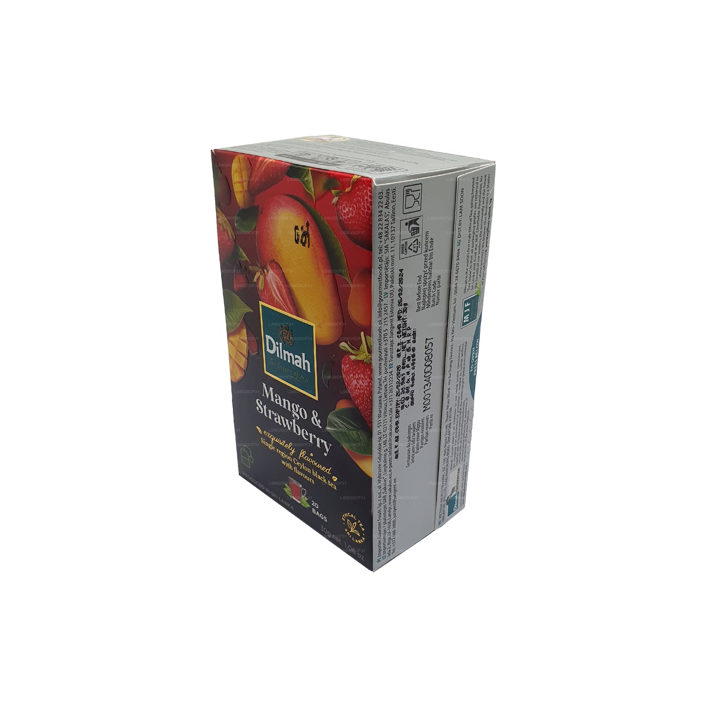 Dilmah thee met mango- en aardbeiensmaak (30 g) 20 theezakjes