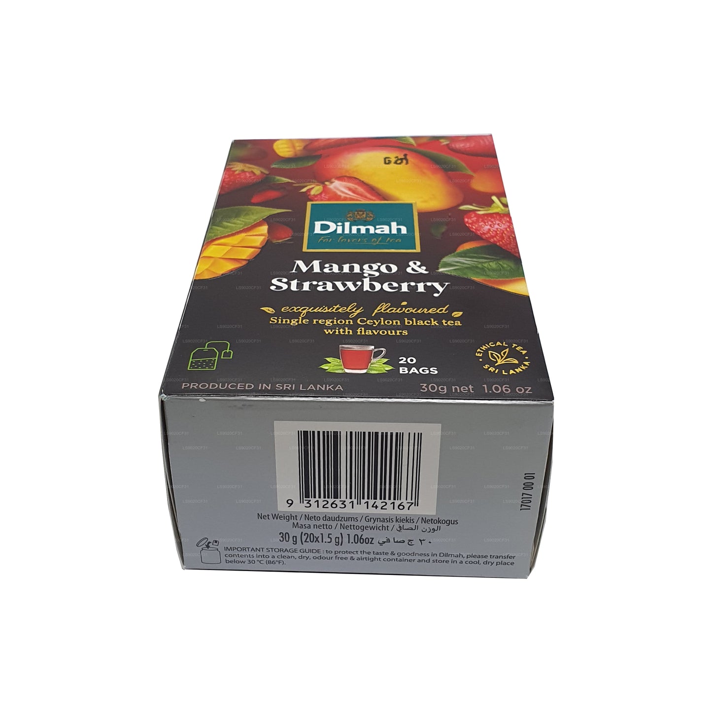 Dilmah thee met mango- en aardbeiensmaak (30 g) 20 theezakjes