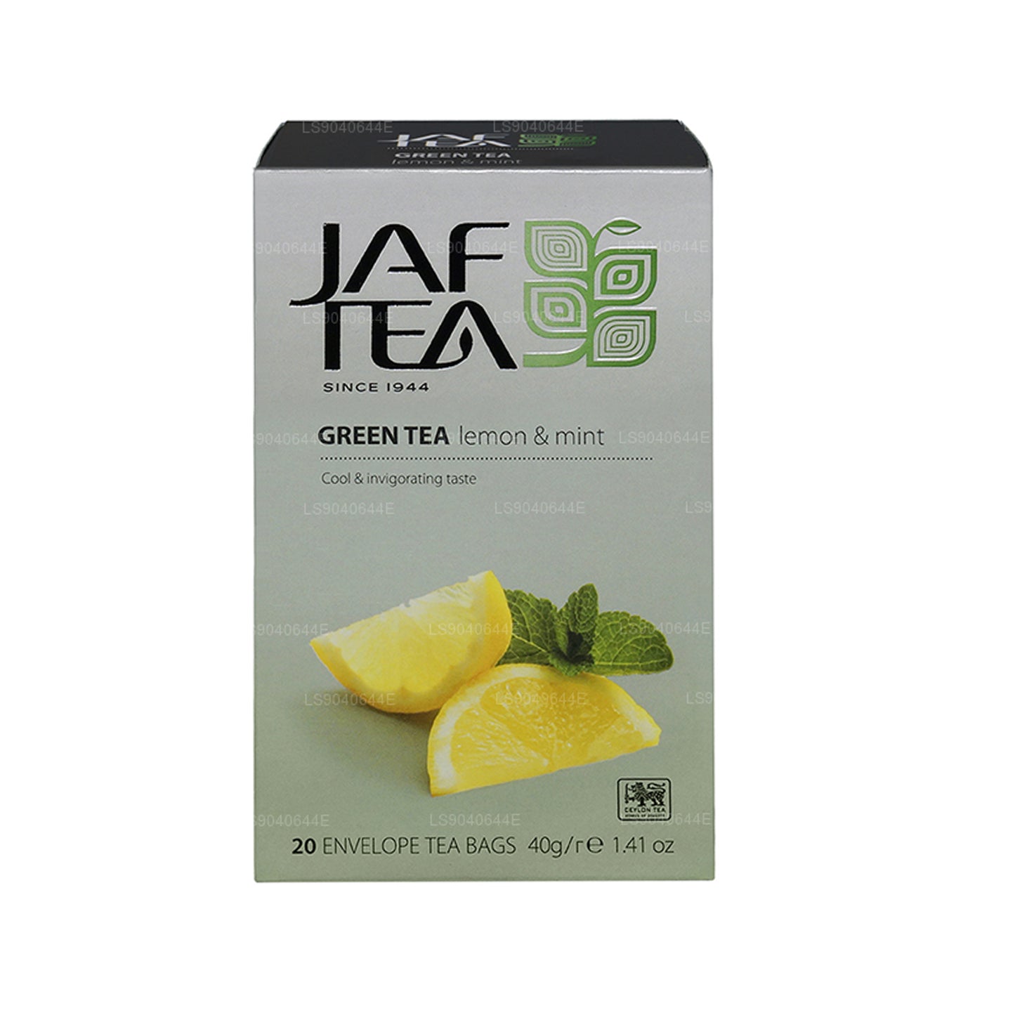 Jaf Tea Pure Green Collection theezakjes met groene citroen- en muntfolie en envelop (40 g)