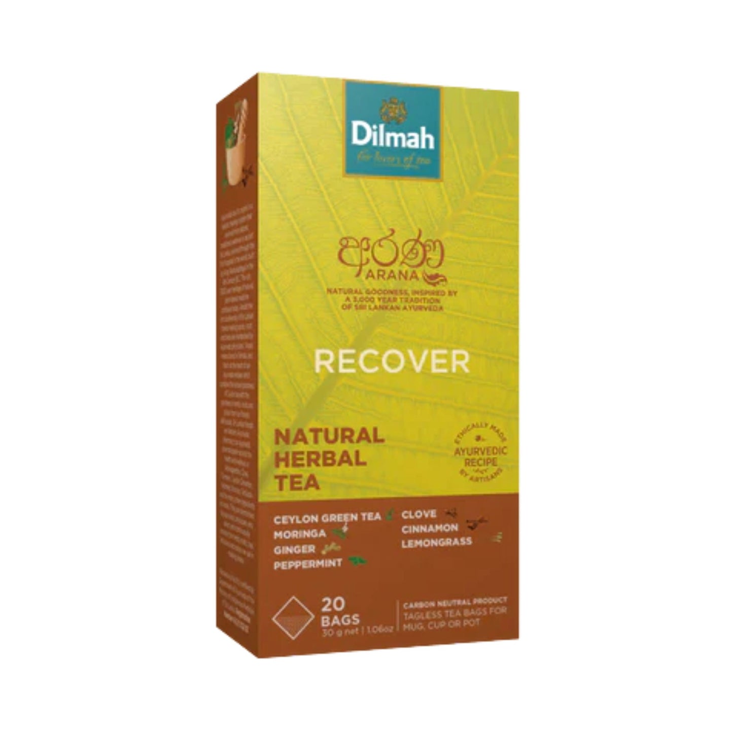 Dilmah Arana Recover natuurlijke groene kruidenthee (20 theezakjes zonder etiket)