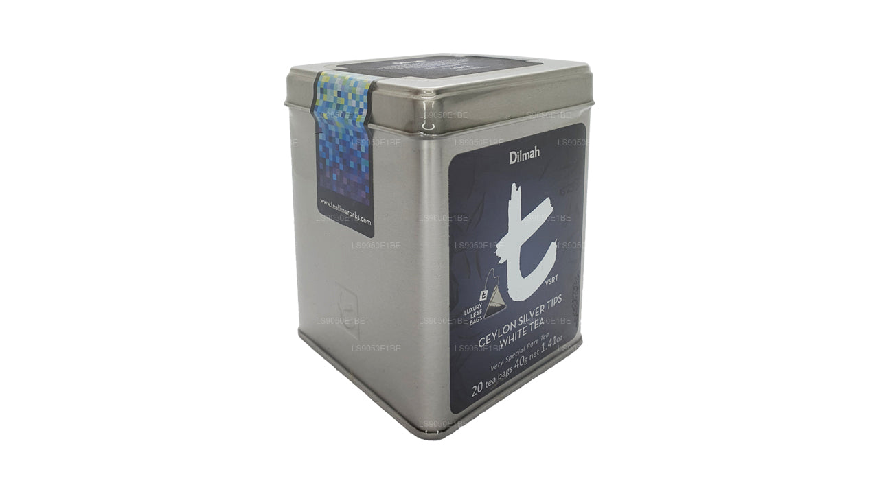 Dilmah T-serie VSRT Ceylon zilveren tips witte theeblikje Caddy (40 g) met losse bladeren