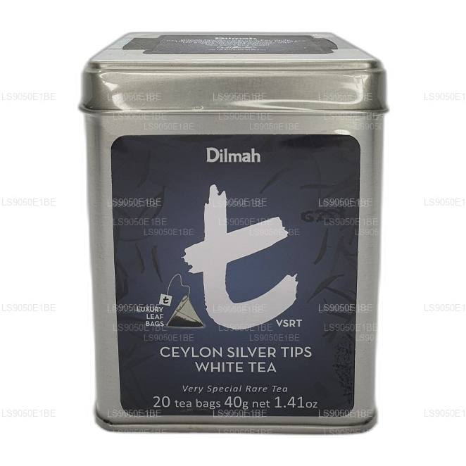Dilmah T-serie VSRT Ceylon zilveren tips witte theeblikje Caddy (40 g) met losse bladeren