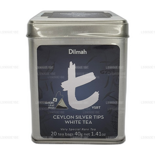 Dilmah T-serie VSRT Ceylon zilveren tips witte theeblikje Caddy (40 g) met losse bladeren