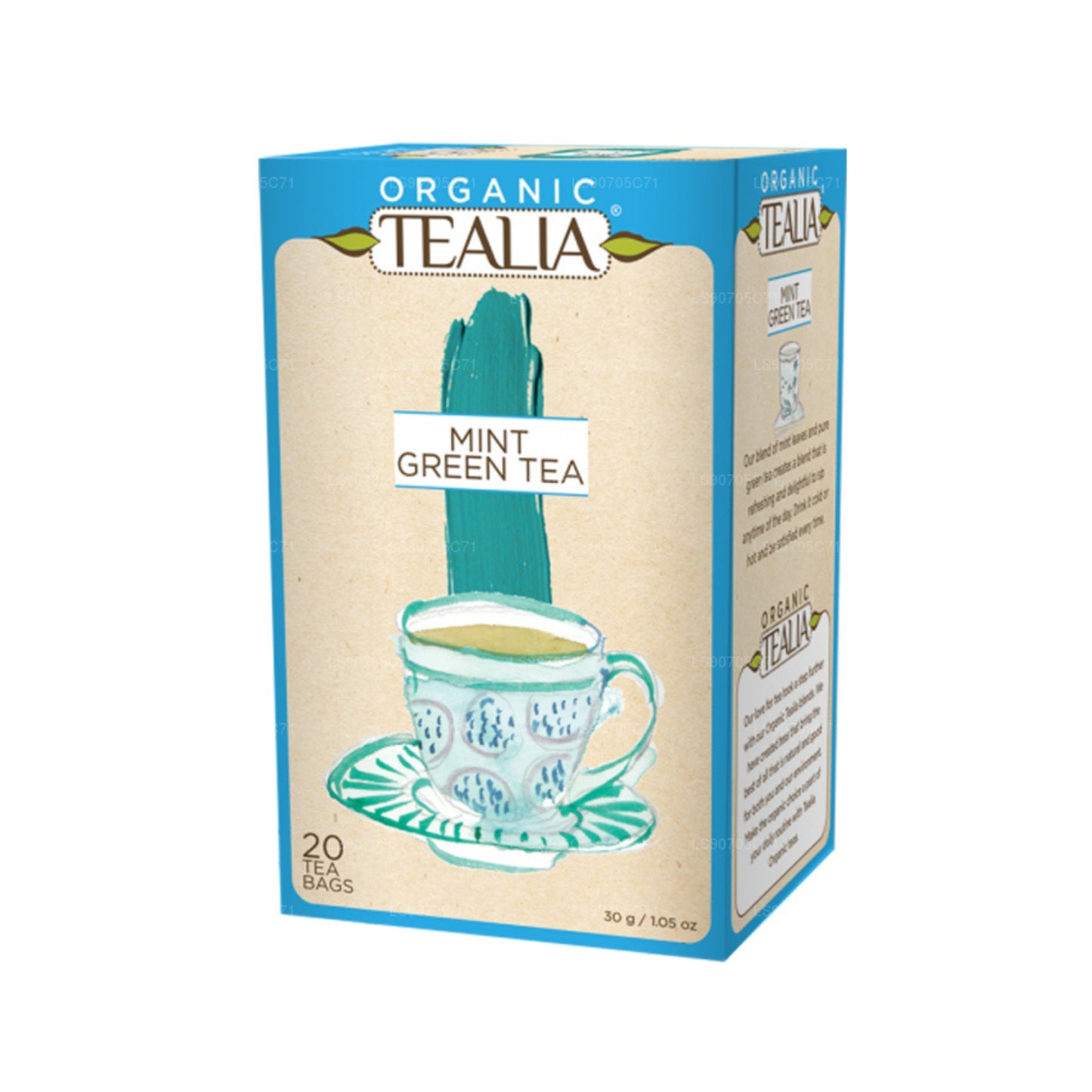 Tealia Organic Green Tea with Mint (30g) 20 Envelope Tea Bags