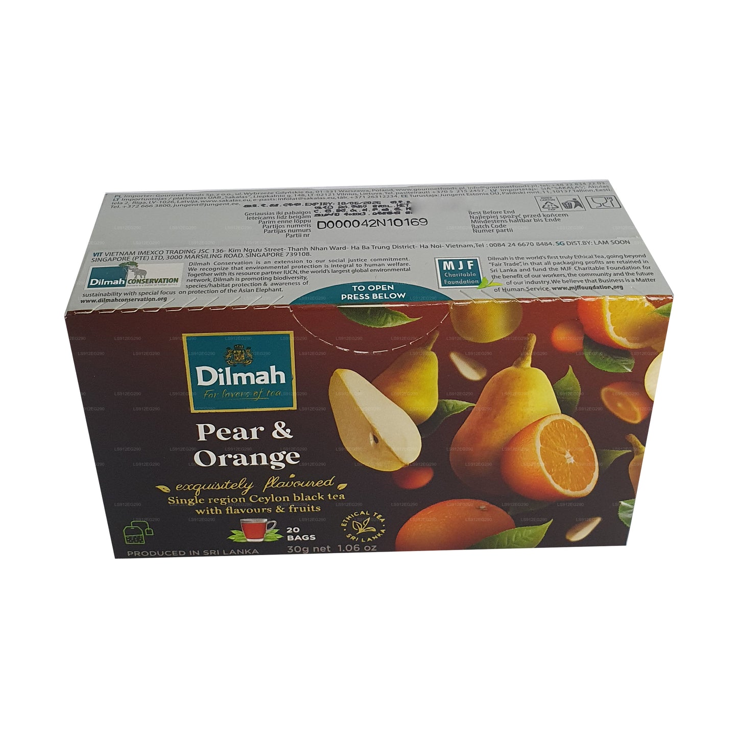 Dilmah zwarte thee van Ceylon met peer en sinaasappelsmaak (30 g) 20 theezakjes