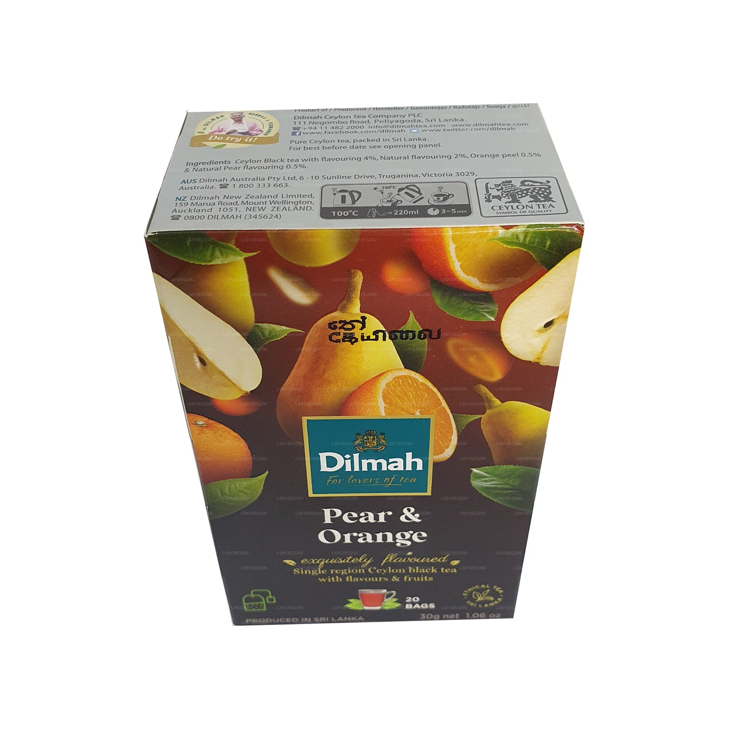 Dilmah zwarte thee van Ceylon met peer en sinaasappelsmaak (30 g) 20 theezakjes