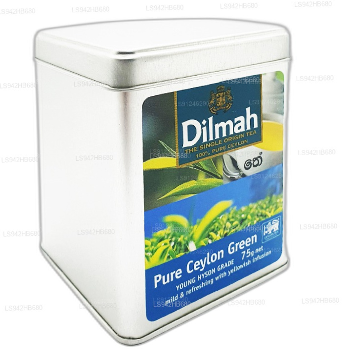 Dilmah Pure Ceylon groene thee (YOUNG HYSON GRADE) Losbladige thee (75 g) Caddy