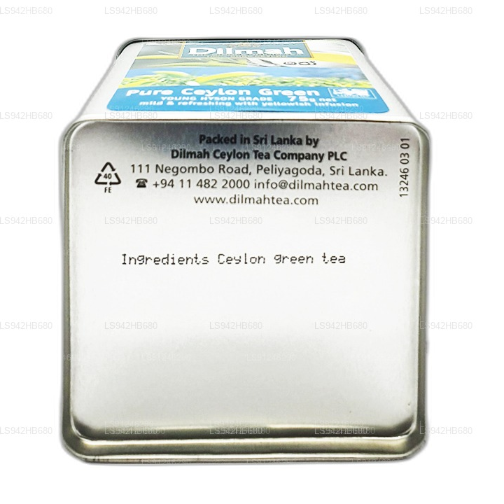 Dilmah Pure Ceylon groene thee (YOUNG HYSON GRADE) Losbladige thee (75 g) Caddy