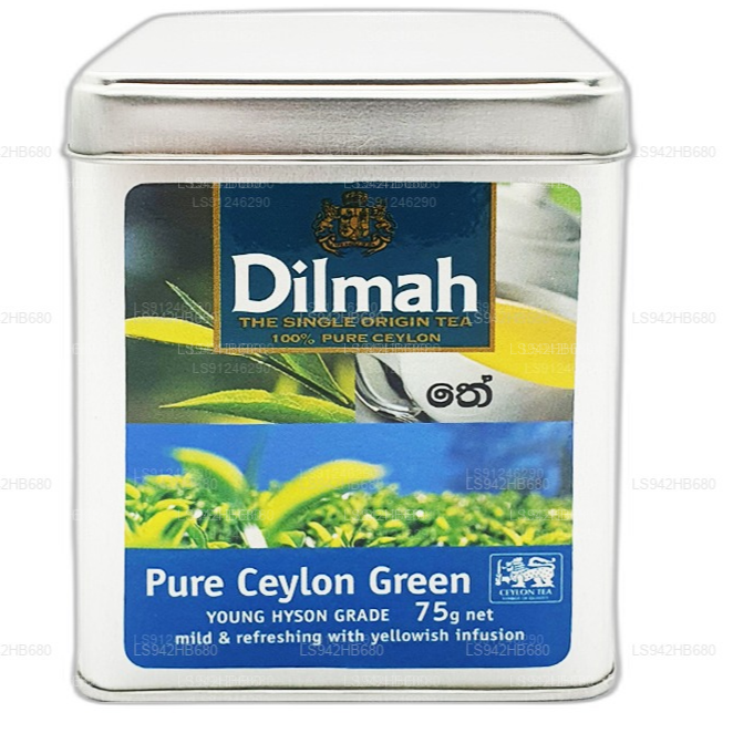 Dilmah Pure Ceylon groene thee (YOUNG HYSON GRADE) Losbladige thee (75 g) Caddy