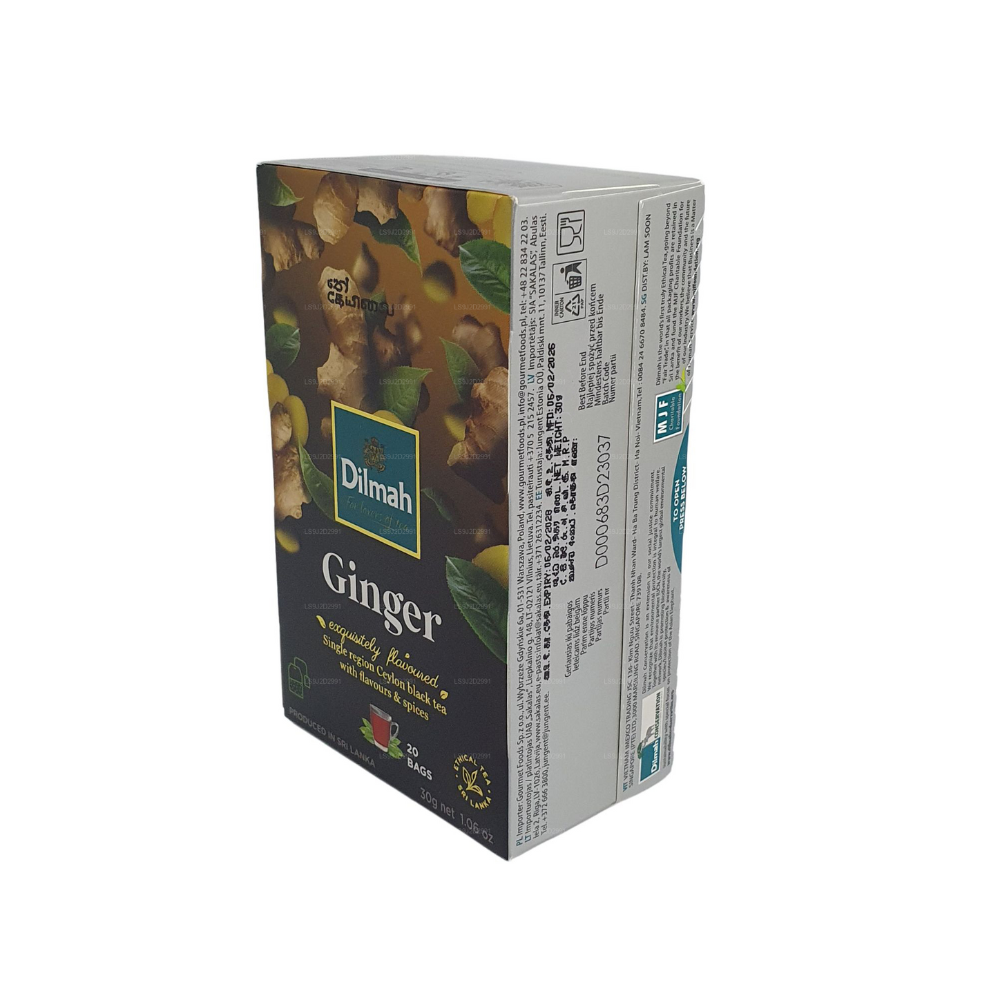 Dilmah zwarte thee met gembersmaak (30 g) 20 theezakjes
