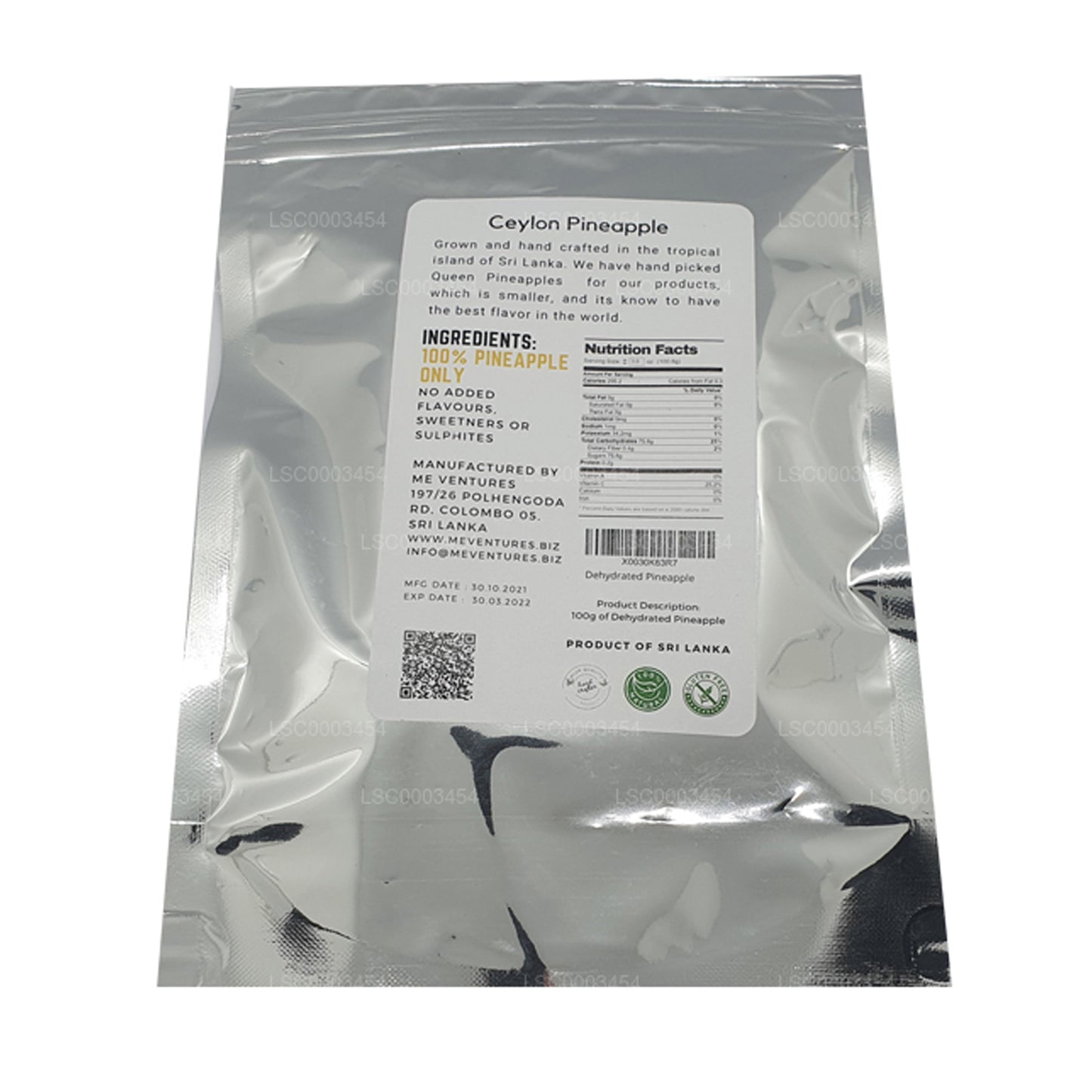 ME Gedehydrateerde ananas (100 g)