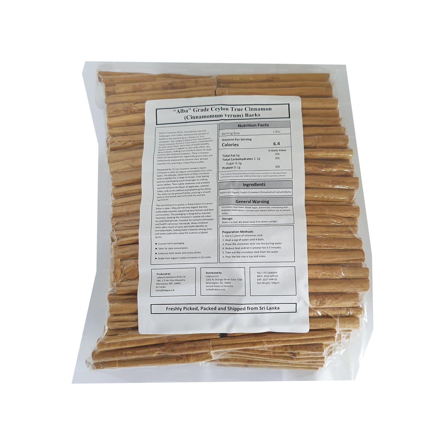 Lakpura® Ceylon Echte kaneel "Alba" Kwaliteit stokjes