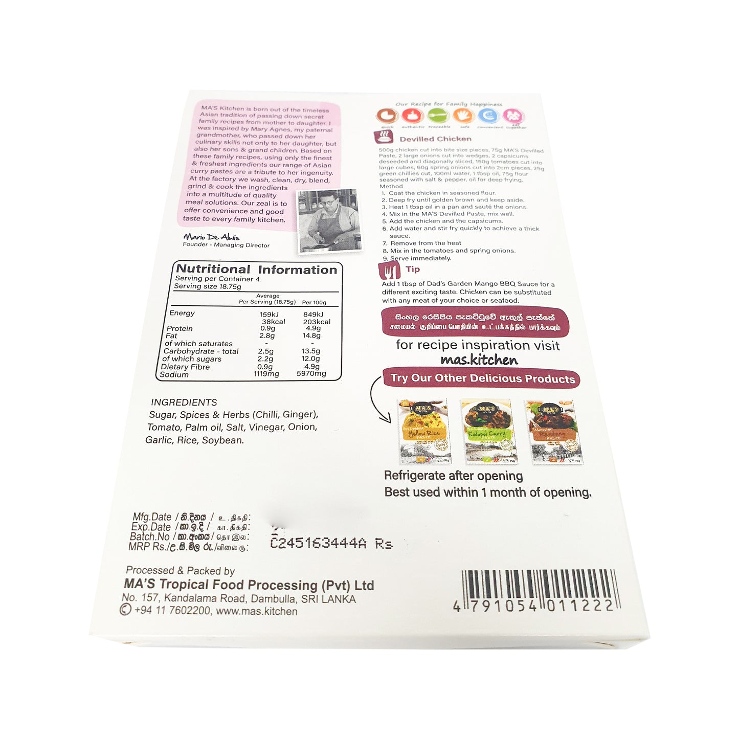 MA's Kitchen gevulde pasta (60 g)