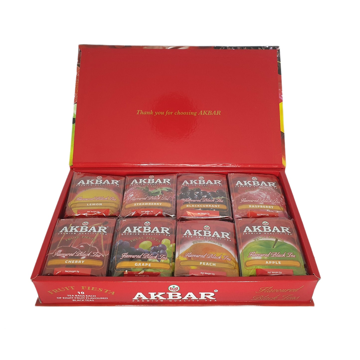 Akbar Fruit Fiesta gearomatiseerde zwarte thee geschenkdoos 80 theezakjes (160 g)
