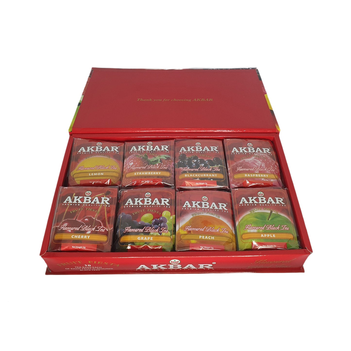 Akbar Fruit Fiesta gearomatiseerde zwarte thee geschenkdoos 80 theezakjes (160 g)