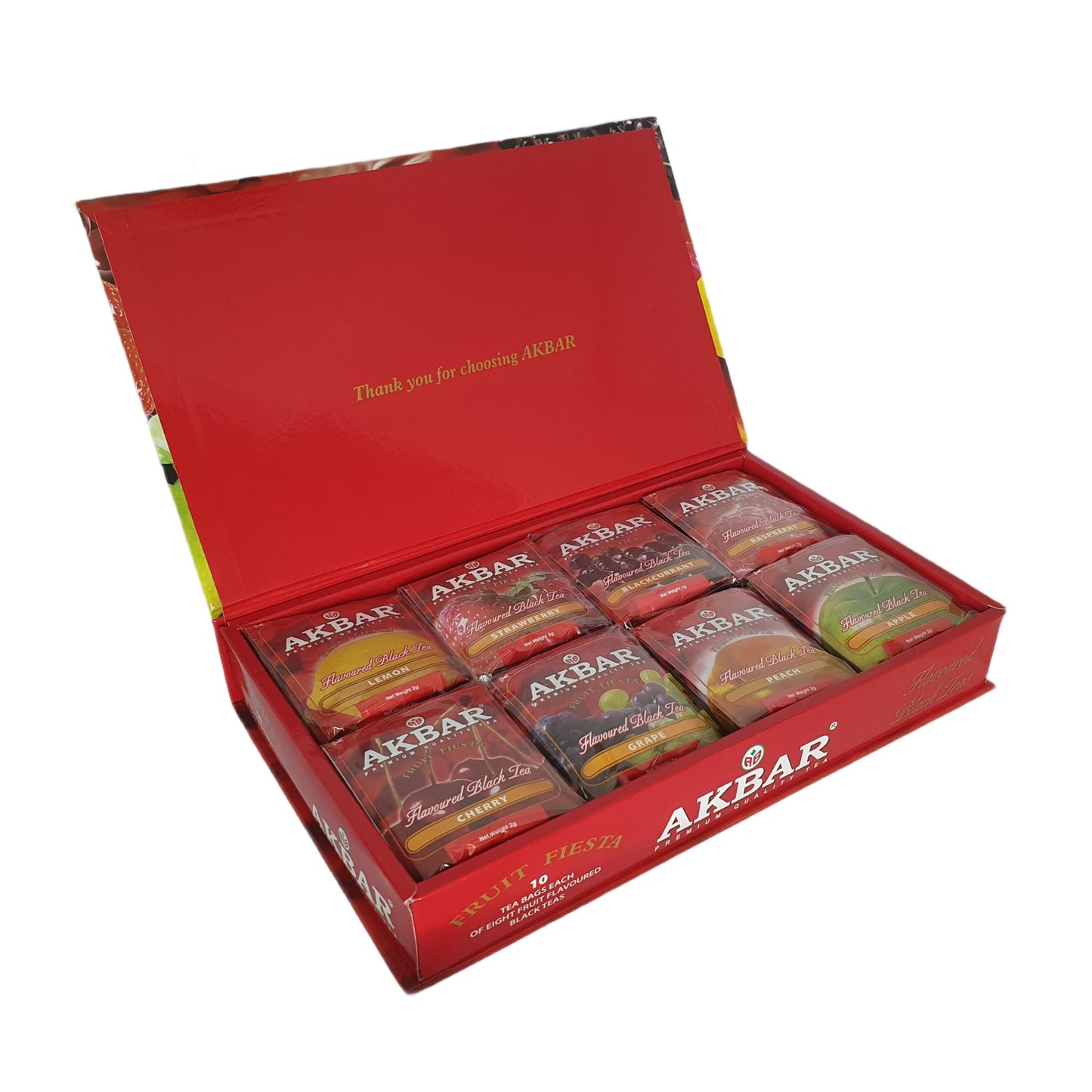 Akbar Fruit Fiesta gearomatiseerde zwarte thee geschenkdoos 80 theezakjes (160 g)